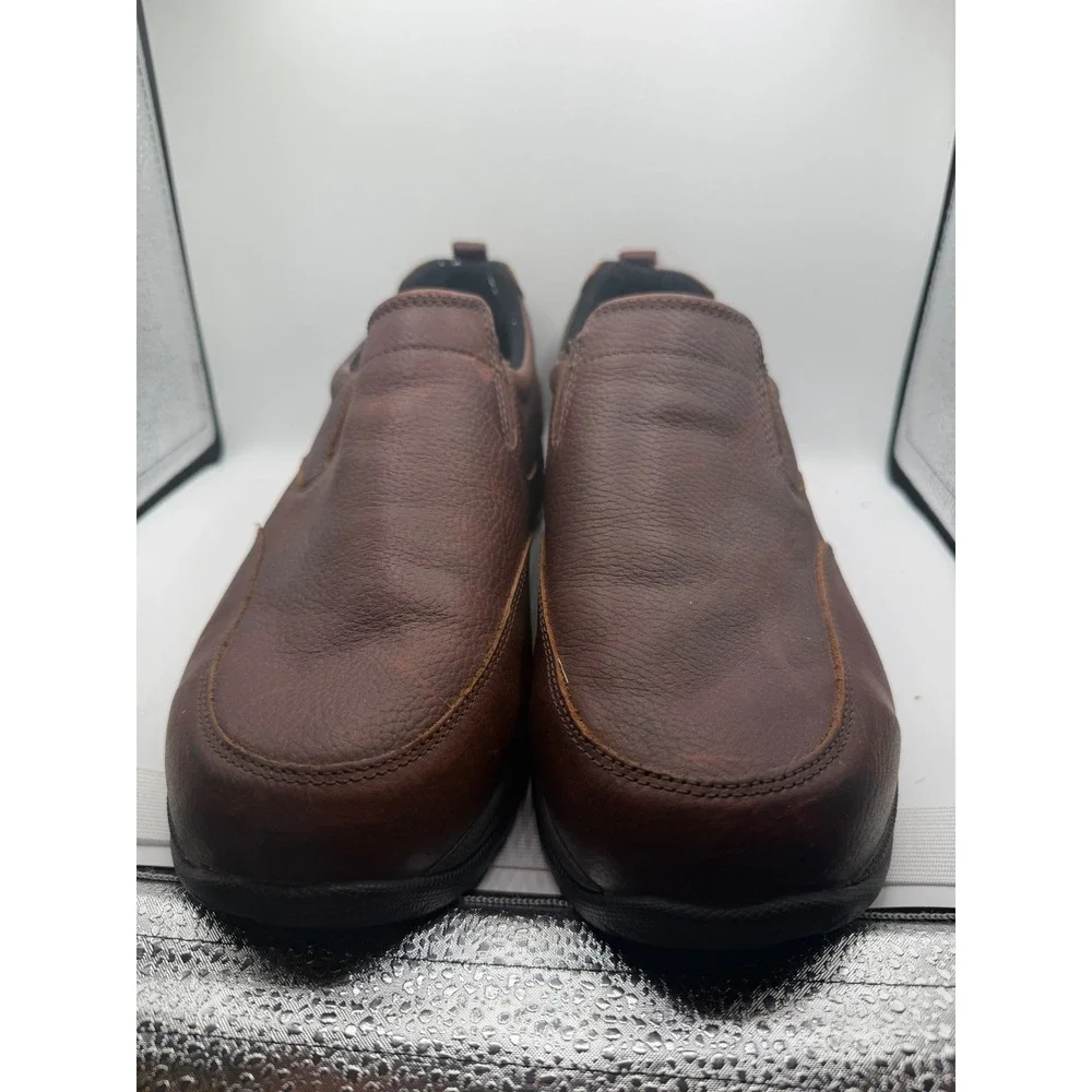 LL Bean Mens Brown Leather Slip On Shoes Loafers 11.5 Wide 257064
